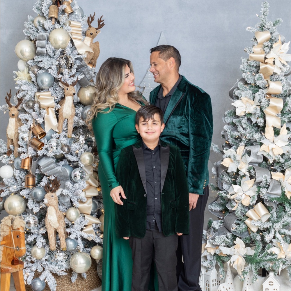 Boys Size 12 green velvet jacket